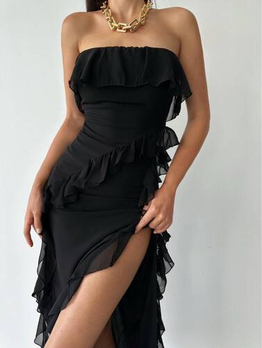 Dina Şifon Elbise - Siyah