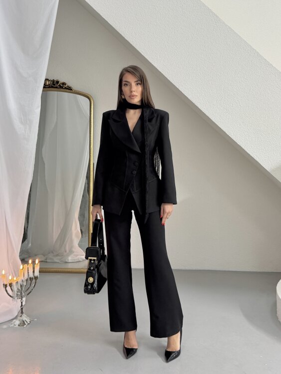 Eden Dantel Detay Takım - Siyah - Sevenday