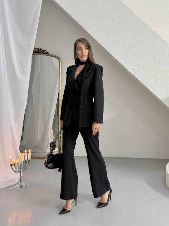 Eden Dantel Detay Takım - Siyah - 2