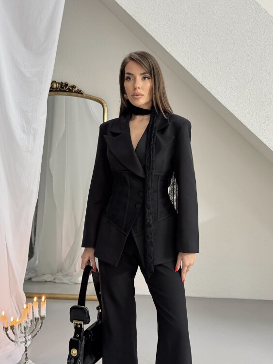 Eden Dantel Detay Takım - Siyah - 4