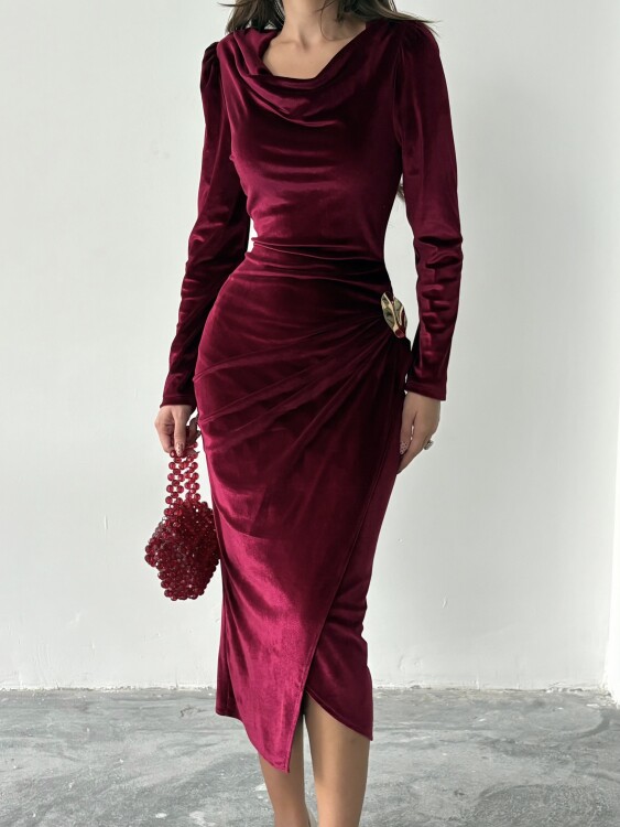 Elder Midi Elbise - Bordo - 2