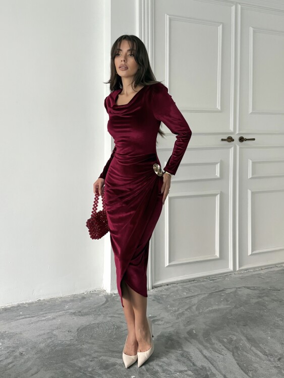 Elder Midi Elbise - Bordo - 3