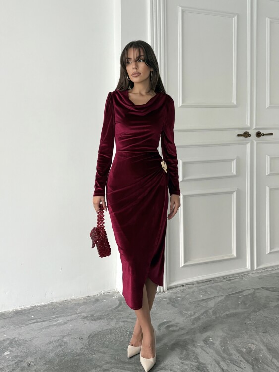 Elder Midi Elbise - Bordo - Sevenday