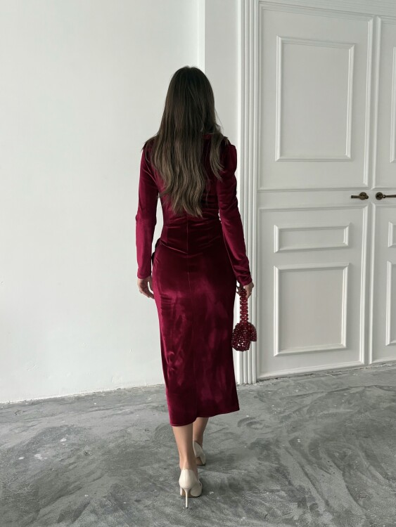 Elder Midi Elbise - Bordo - 5