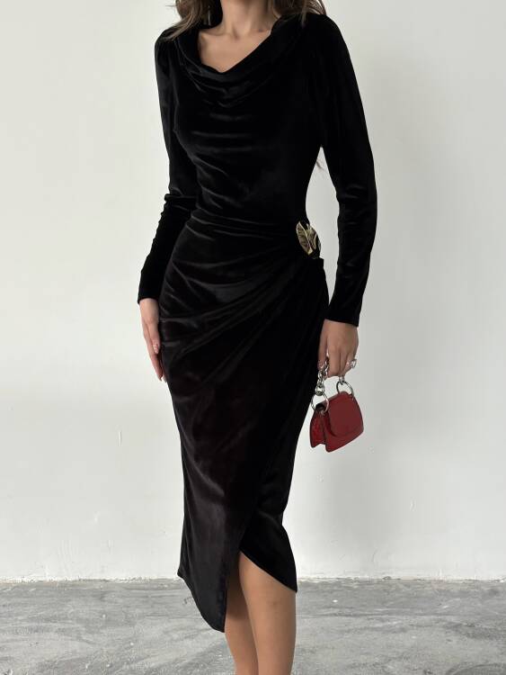 Elder Midi Elbise - Siyah - 2