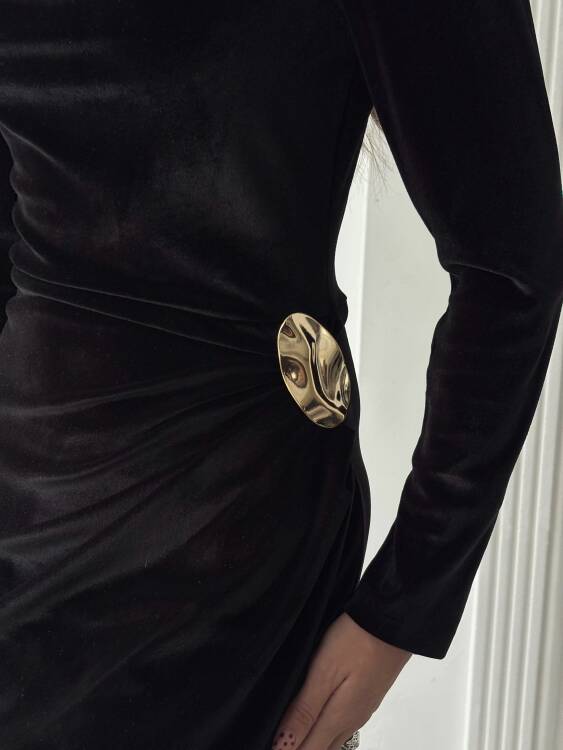 Elder Midi Elbise - Siyah - 3