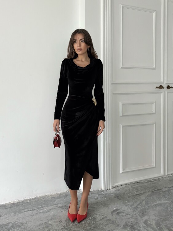 Elder Midi Elbise - Siyah - 4