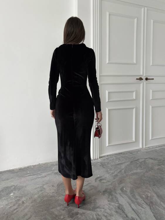 Elder Midi Elbise - Siyah - 7