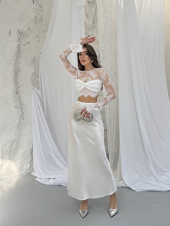 Eli Bluz Etek Takım - Beyaz - 2