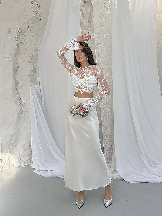 Eli Bluz Etek Takım - Beyaz - 2