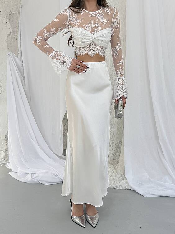 Eli Bluz Etek Takım - Beyaz - 3