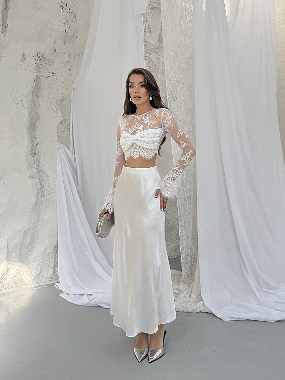 Eli Bluz Etek Takım - Beyaz - Sevenday