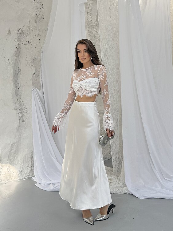 Eli Bluz Etek Takım - Beyaz - 4