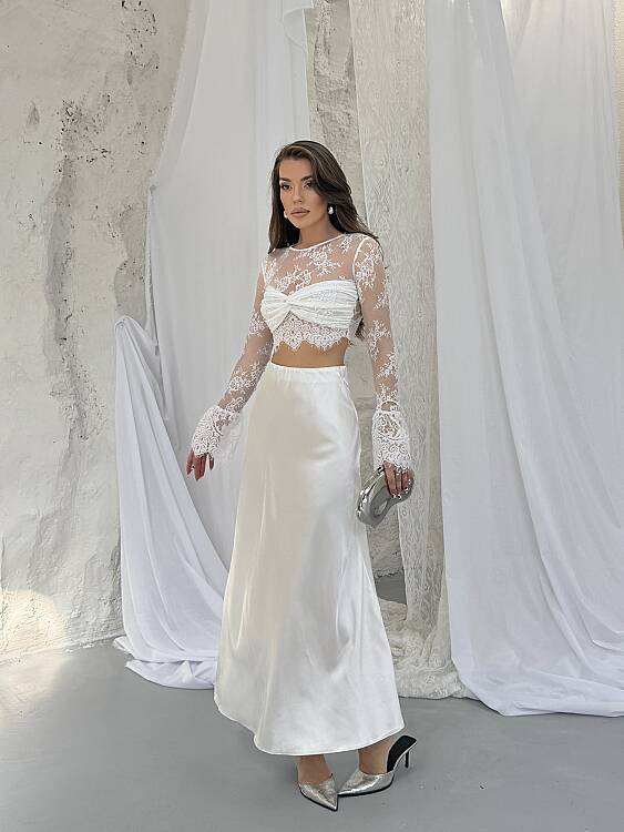 Eli Bluz Etek Takım - Beyaz - 4