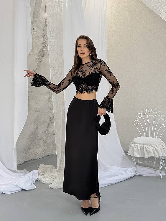 Eli Bluz Etek Takım - Siyah - 1