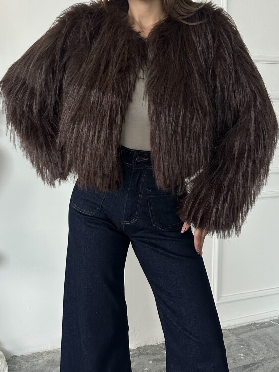 Eliana Atkılı Kürk Ceket - Acı Kahve - 6