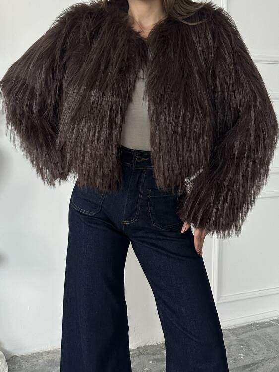 Eliana Atkılı Kürk Ceket - Acı Kahve - 6