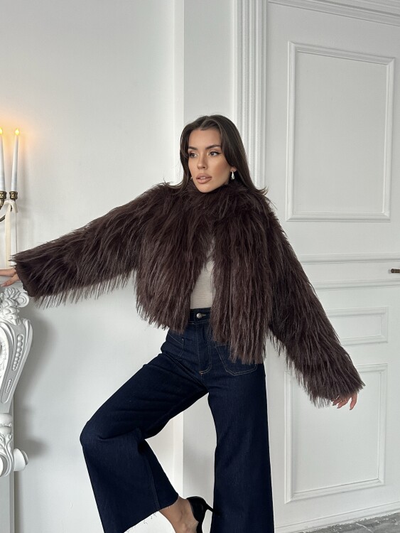 Eliana Atkılı Kürk Ceket - Acı Kahve - 7