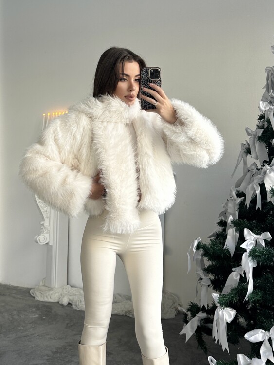 Eliana Atkılı Kürk Ceket - Beyaz - 2