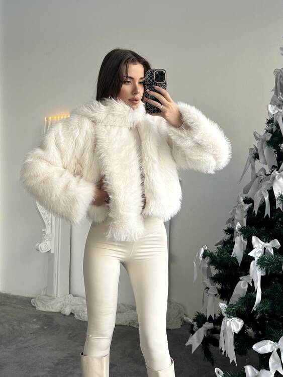 Eliana Atkılı Kürk Ceket - Beyaz - 2