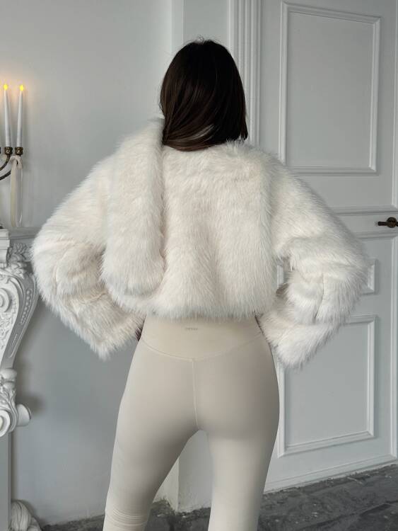 Eliana Atkılı Kürk Ceket - Beyaz - 5