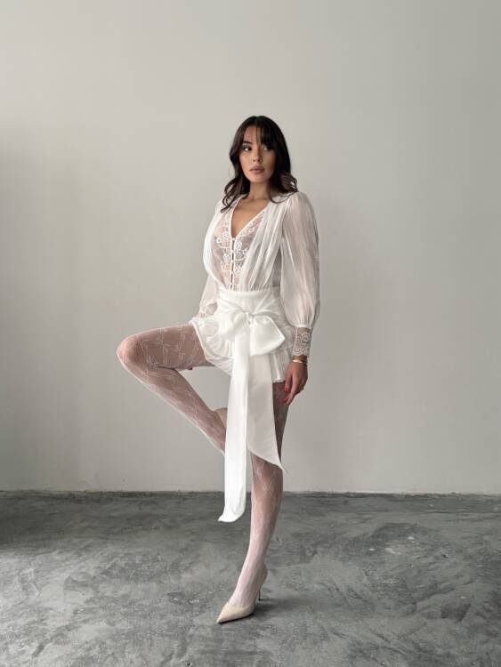 Elis Mini Elbise - Beyaz - 1