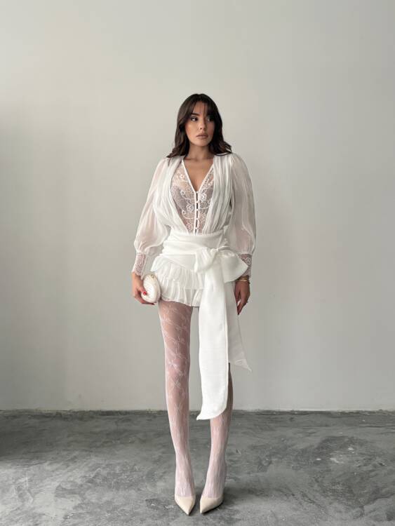 Elis Mini Elbise - Beyaz - 2