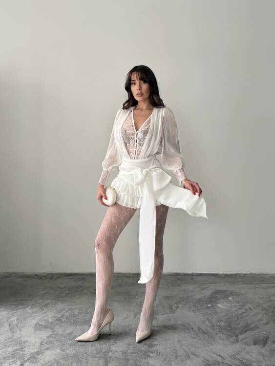 Elis Mini Elbise - Beyaz - 3