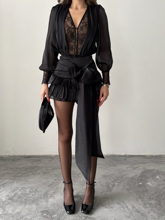 Elis Mini Elbise - Siyah - 5