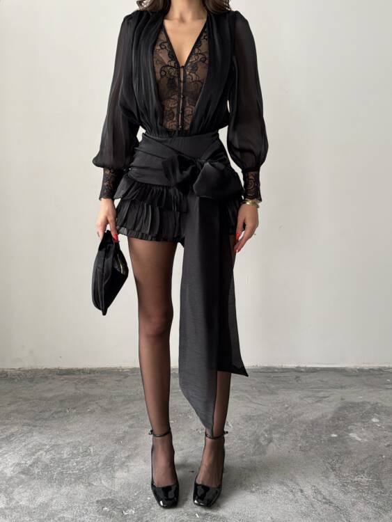 Elis Mini Elbise - Siyah - 5