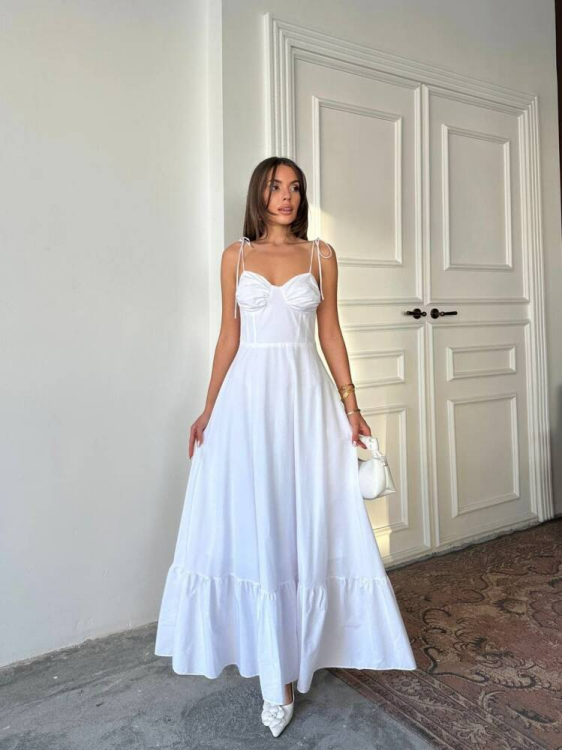 Ella Maxi Elbise - Beyaz - 1