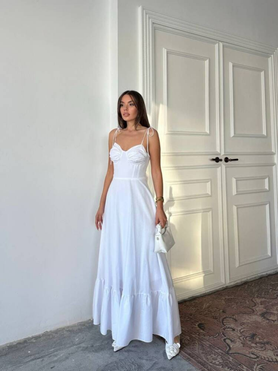 Ella Maxi Elbise - Beyaz - 2