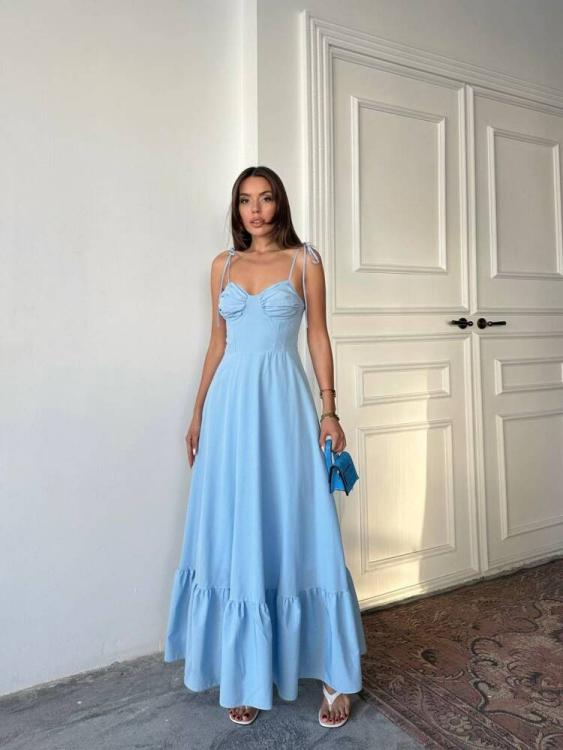 Ella Maxi Elbise - Mavi - 2