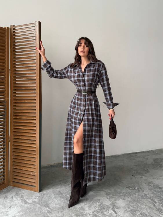 Emery Midi Elbise - Acı Kahve - 1