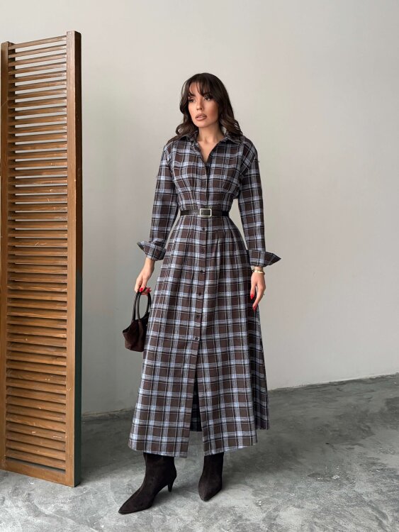 Emery Midi Elbise - Acı Kahve - 2