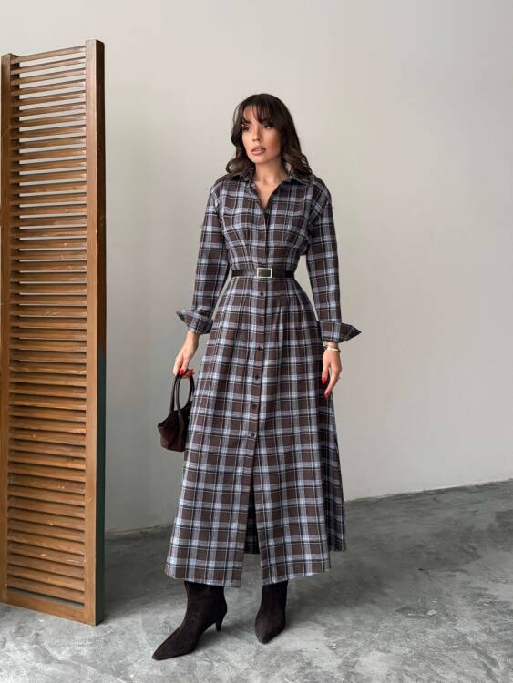 Emery Midi Elbise - Acı Kahve - 2