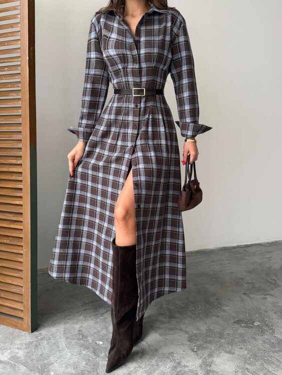 Emery Midi Elbise - Acı Kahve - 4