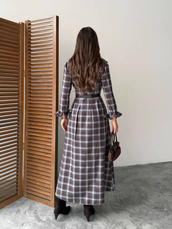 Emery Midi Elbise - Acı Kahve - 5