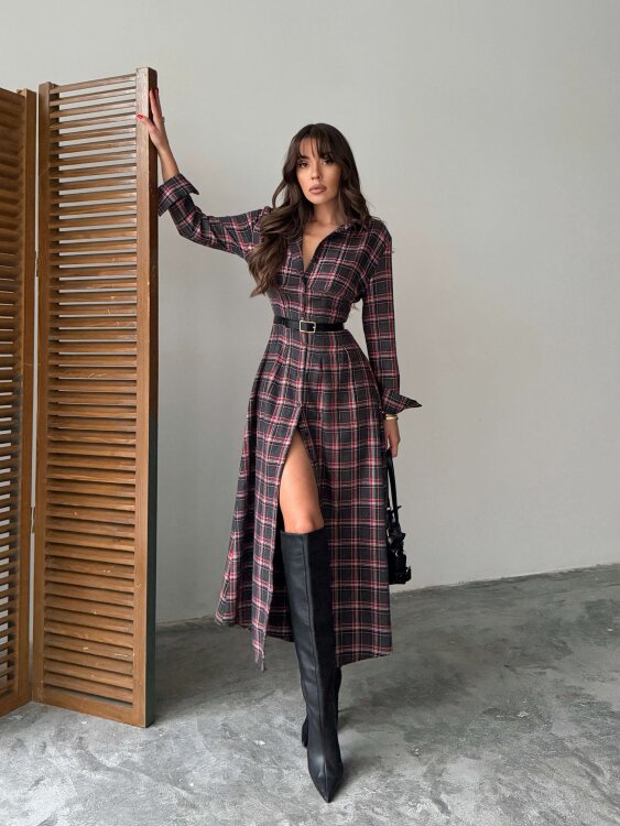 Emery Midi Elbise - Antrasit - 4