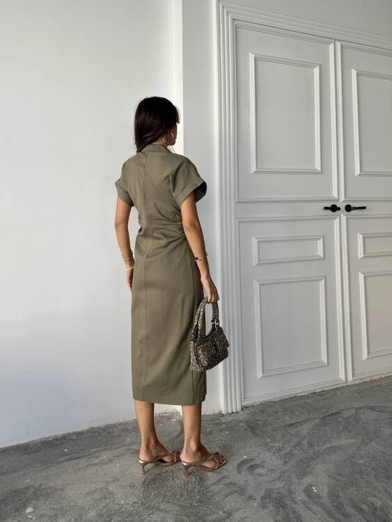 Emily Midi Elbise - Haki - 3