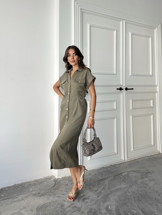 Emily Midi Elbise - Haki - 4