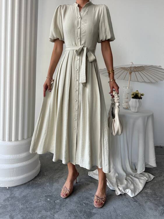 Emma Midi Elbise - Haki - 4