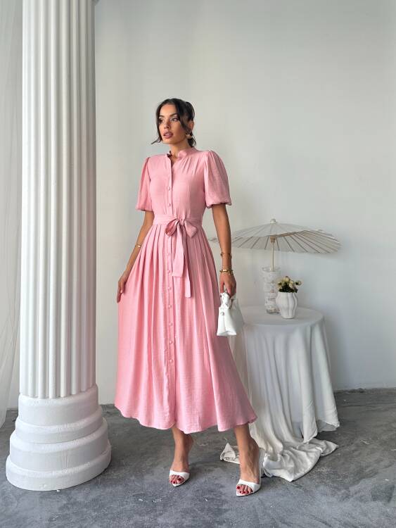 Emma Midi Elbise - Pudra - 1