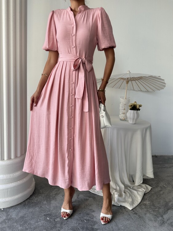 Emma Midi Elbise - Pudra - 4