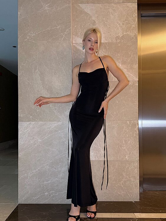 Encis Maxi Elbise - Siyah - Sevenday