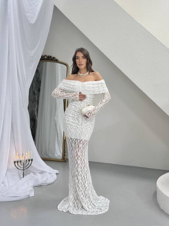 Felix Maxi Elbise - Beyaz - 3