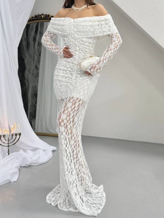 Felix Maxi Elbise - Beyaz - 4