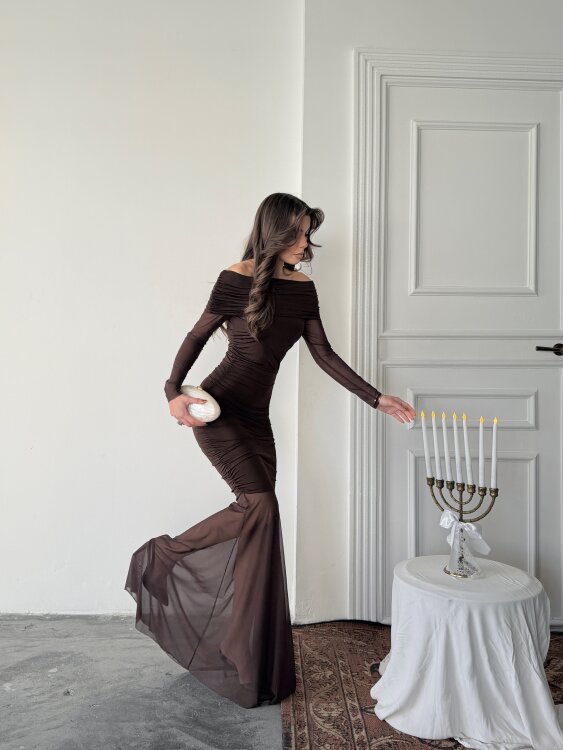 Freya Maxi Elbise - Acı Kahve - 3