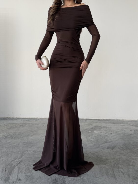 Freya Maxi Elbise - Acı Kahve - 5