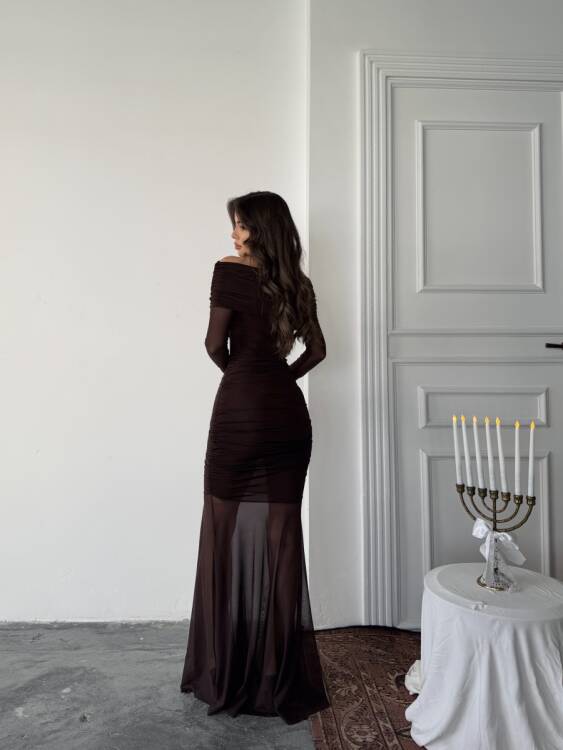 Freya Maxi Elbise - Acı Kahve - 6